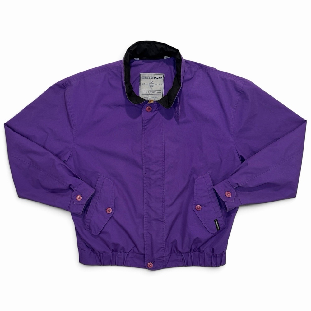 Vintage 80s / 90s Members Only Purple Bomber Jacket Rainbow Lined Men’s Sz Large